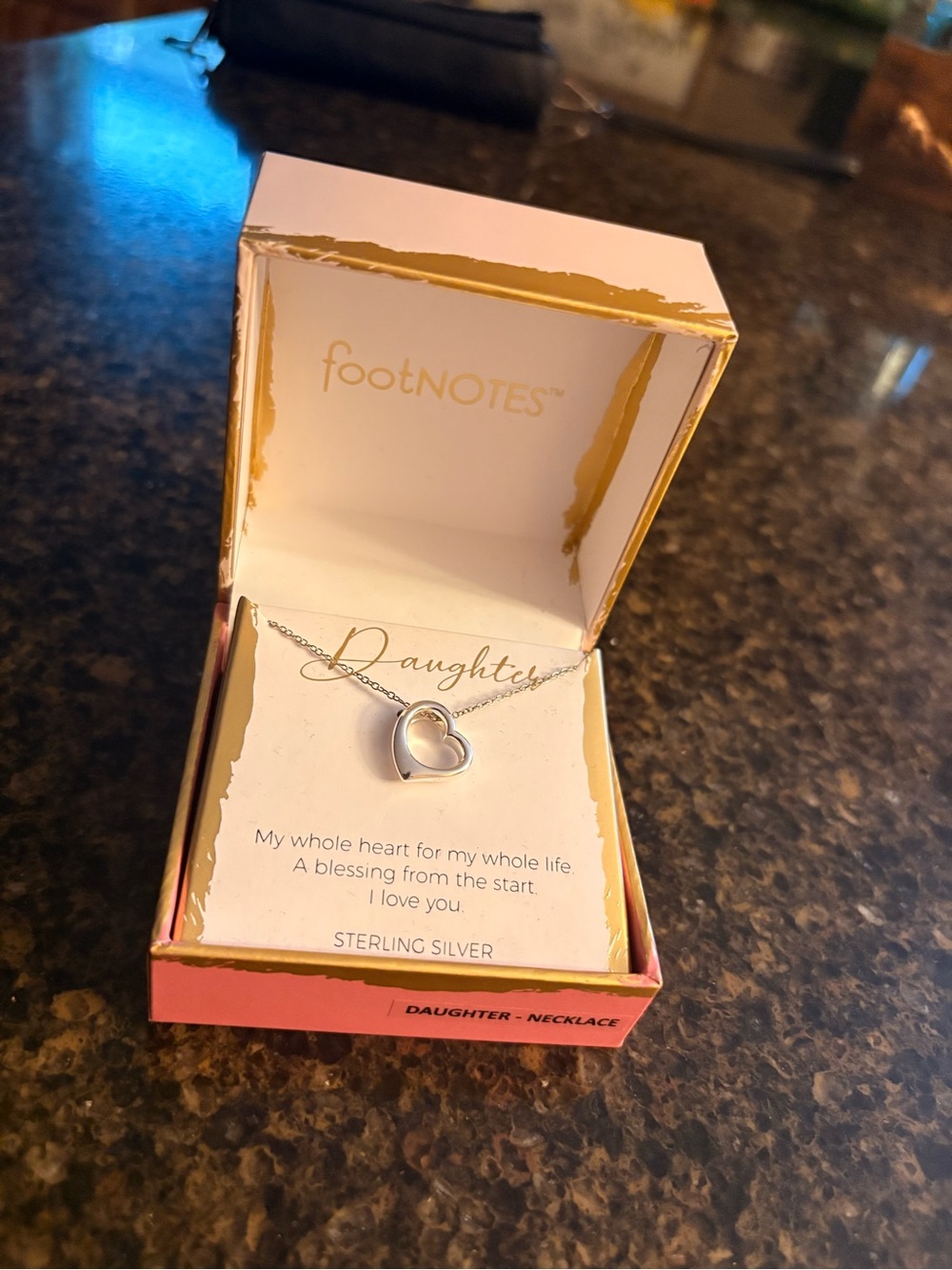 FootNotes Sterling Silver Open Heart Daughter Necklace in Silver